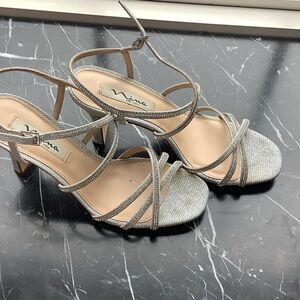 Nina Glittering Silver Strappy Heels